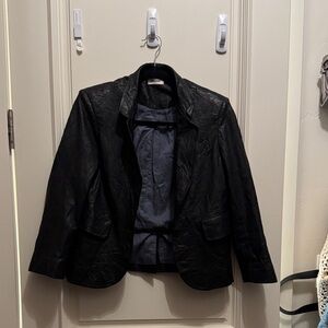 Zadig & Voltaire Black Textured Leather Blazer